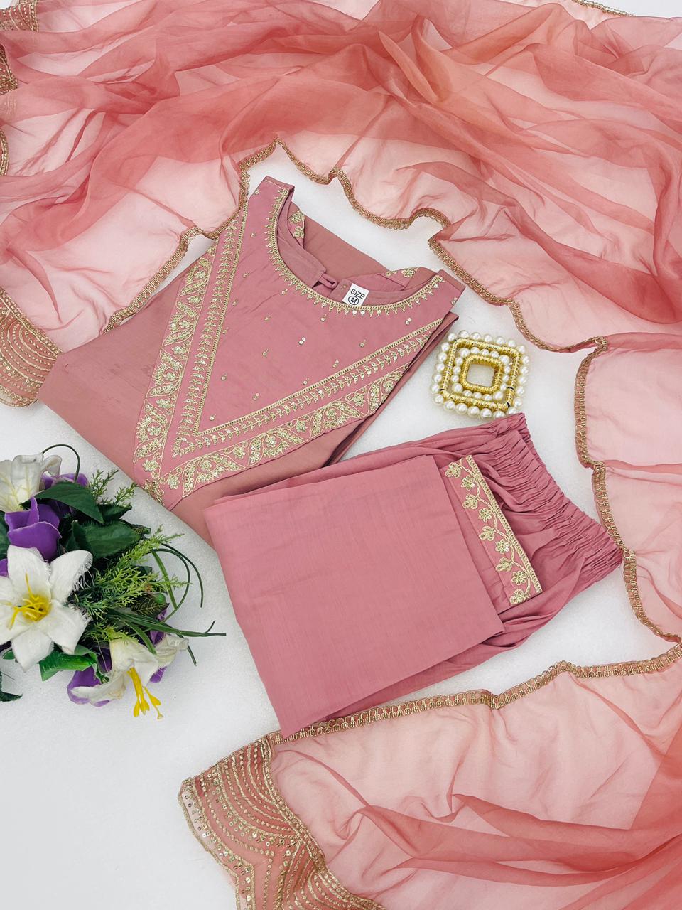 Roman Fabric Suit Set Blush Pink